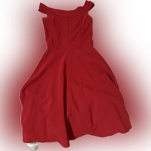 Windsor Red Off-Shoulder Vintage Midi Dress